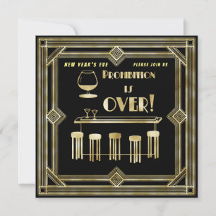 Carte Art Déco Retro New Year's Eve Prohibition Ba