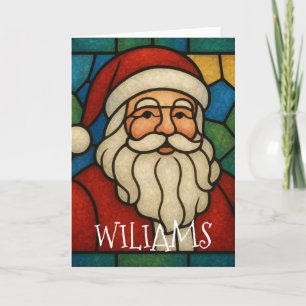 Carte Art déco vitrail de Noël Santa personnalisé