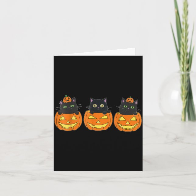 Carte Art effrayant chat noir citrouille Halloween vinta (Devant)