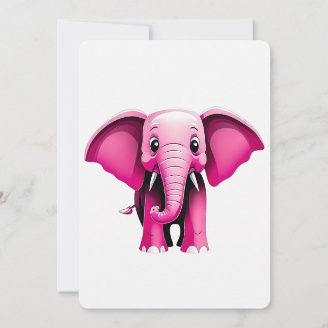 Carte Art Eléphant Rose (Devant)