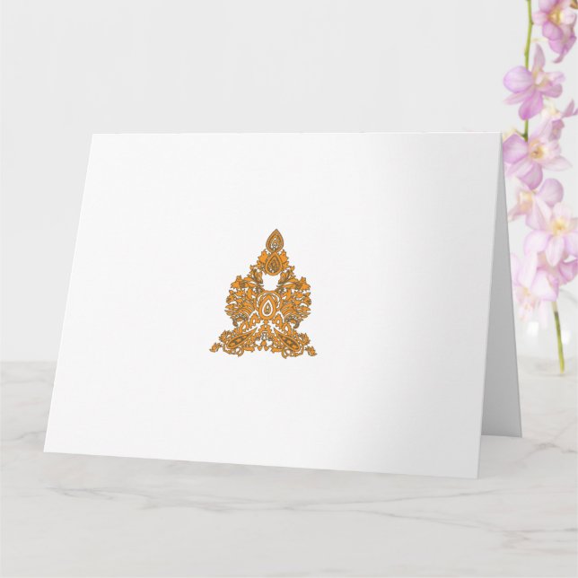 Carte Art Floral Paisley ・ Décor Boho Orange (Orchidée)