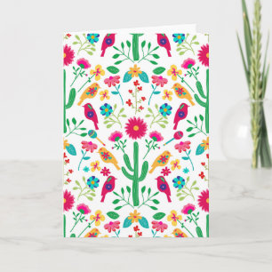 Carte Art floral traditionnel mexicain Couleurs vives