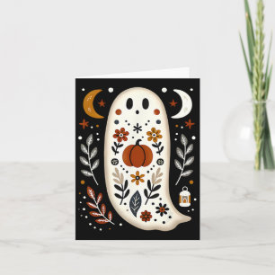 Carte Art folklorique fantôme Floral automne Pumpkin Hal