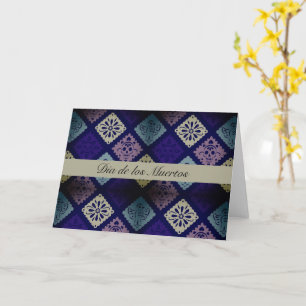 Carte Art folklorique mexicain saisonnier bleu de minuit