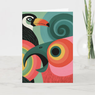 Carte Art géométrique abstrait d'oiseau toucan du milieu