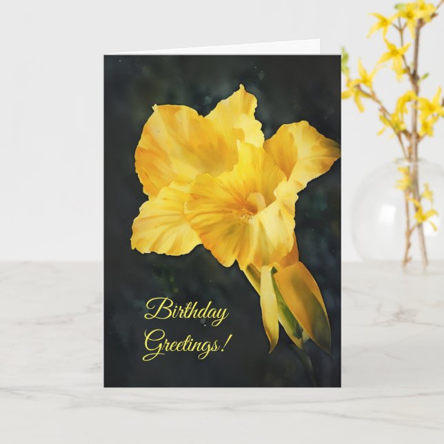 Carte Art Lily Jaune Lily Lumineuse Anniversaire (Fleur jaune)