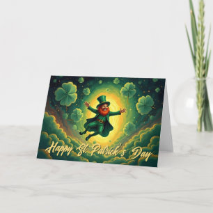 Carte Art magique de la Saint-Patrick avec lutin