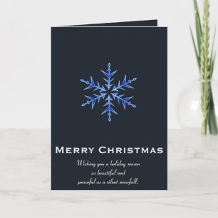 Carte Art minimaliste de flocon de neige bleu dessiné à 