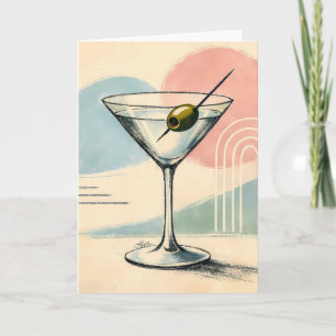 Carte Art minimaliste pastel martini moderne du milieu d
