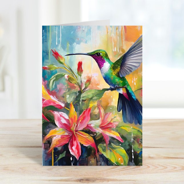 Carte Art Moderne Coloré de Colibri (Créateur téléchargé)