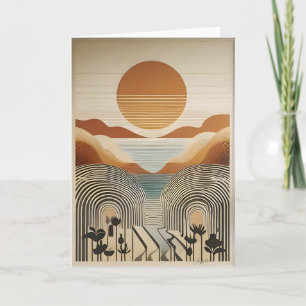 Carte Art Moderne du Milieu du Siècle Coucher de soleil