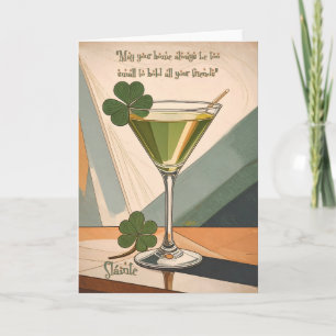Carte Art Moderne du Milieu du Siècle Shamrock Martini S