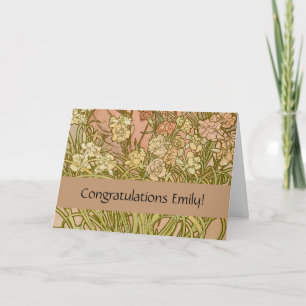 Carte Art Nouveau Alfonse Mucha fleurs d'oeillets floral