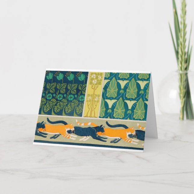 Carte Art Nouveau Cats and Flowers (Devant)