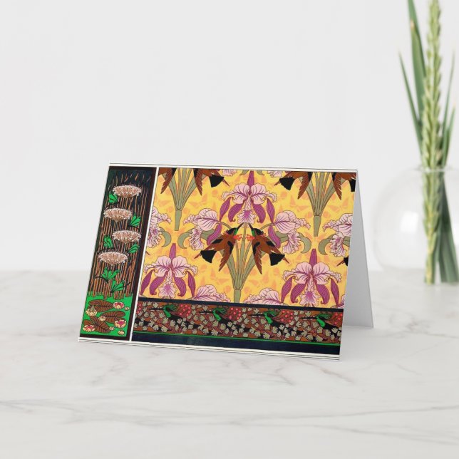 Carte Art nouveau colibri fleur verneuil art (Devant)