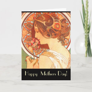 Carte Art Nouveau Lady Mothers Day Card