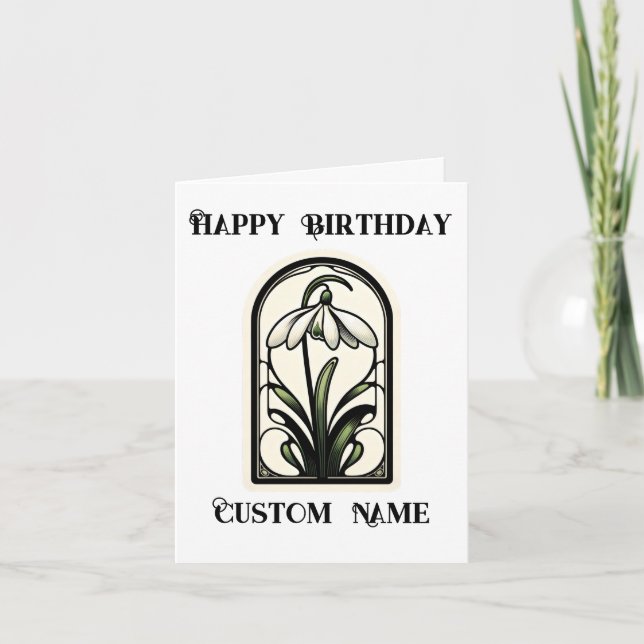 Carte Art Nouveau Snowdrop Janvier Mois de naissance Fle (Devant)