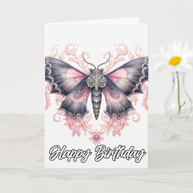 Carte Art papillon artistique vintage | Joyeux anniversa (Petite plante)