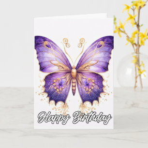 Carte Art papillon imaginatif vintage   Joyeux anniversa