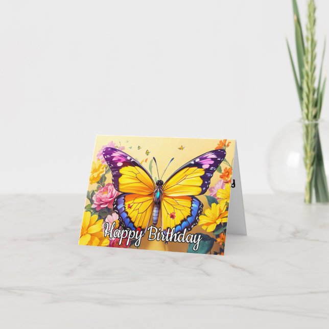 Carte Art papillon vibrant Joyeux anniversaire (Devant)
