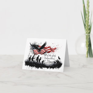 Carte Art patriotique du 4 juillet avec drapeau et solda
