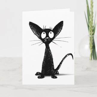 Carte Art personnalisé de chat oriental noir et blanc dr