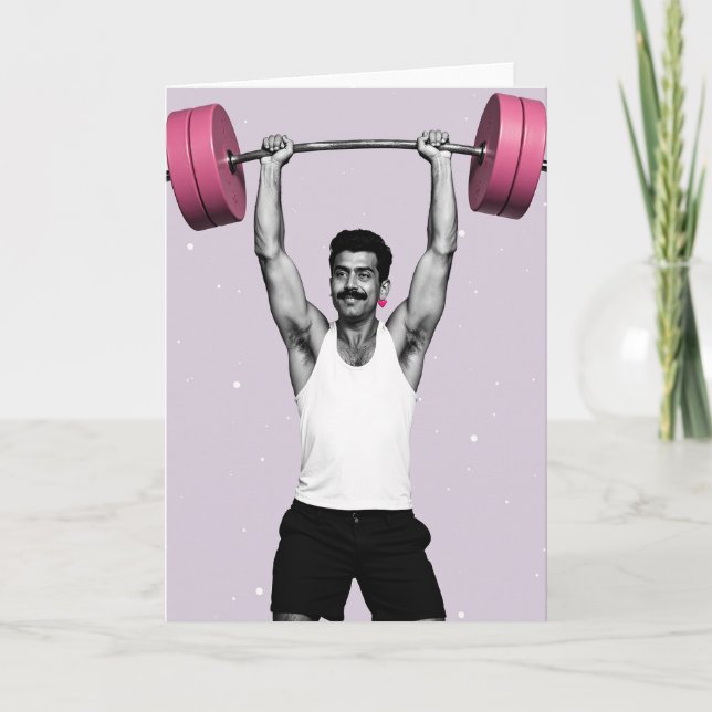Carte Art Pop Rose Homme Fort (Devant)