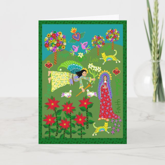 Carte Art populaire Ange Gabriel et la Vierge Marie (Devant)