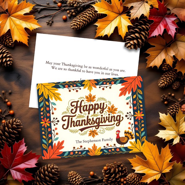 Carte Art populaire Moisson Feuilles d'automne Joyeux Th (Créateur téléchargé)