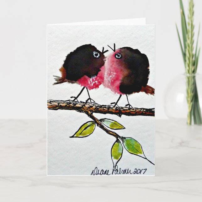 Carte Art populaire Robin, Amour, Impression de peinture (Devant)
