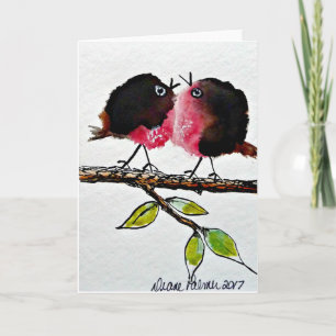 Carte Art populaire Robin, Amour, Impression de peinture
