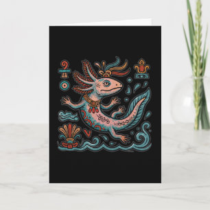 Carte Art tribal bohème aztèque axolotl Xolotl pierre ér