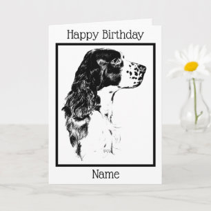 Carte Art vintage Anglais Springer espagnol Anniversaire