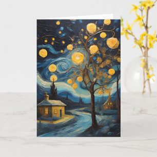 Carte Art Vintage de Noël inspiré par Van Gogh