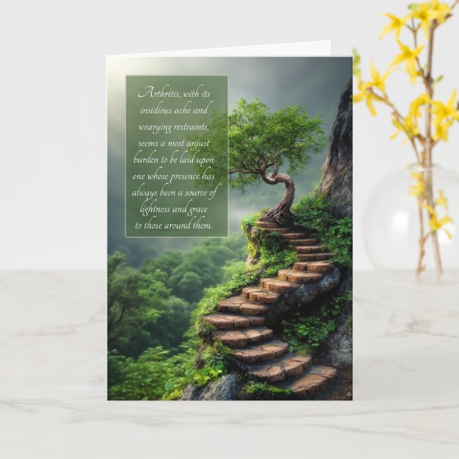 Carte Arthrose Escalier de falaise et forêt tropicale Me (Fleur jaune)