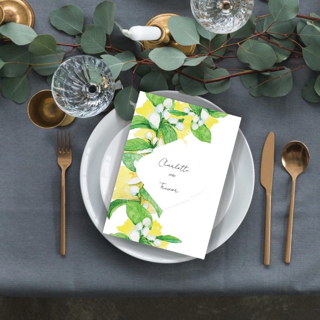 Carte Artistic Lemon Tree Flowers Aquarelle (Créateur téléchargé)