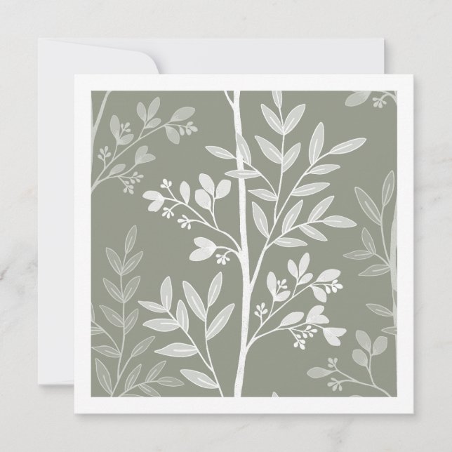 Carte artistique à rayures florales vert olive dél (Devant)