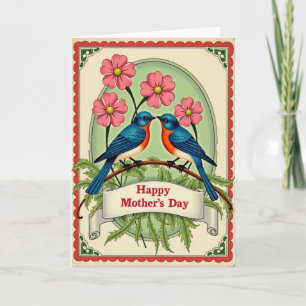 Carte artistique Azure Birds pour la fête des mère