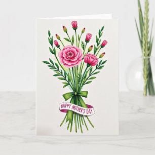 Carte artistique Bouquet de Fleurs Roses