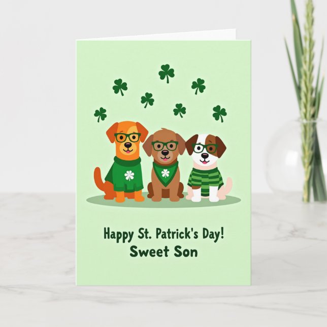 Carte artistique de chiens pour la Saint-Patrick (Devant)