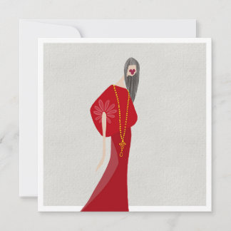 Carte artistique de mode de femme rouge écarlate d