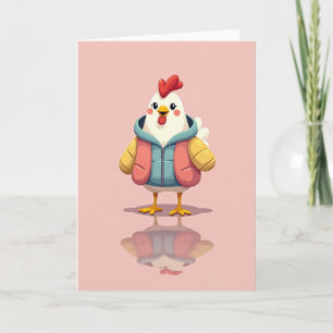 Carte artistique de volaille mignonne en veste