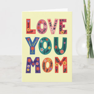 Carte artistique florale « Je t'aime maman »