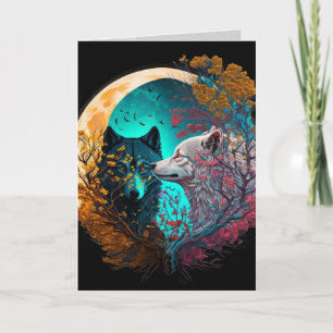 Carte artistique graphique Yin Yang Loup
