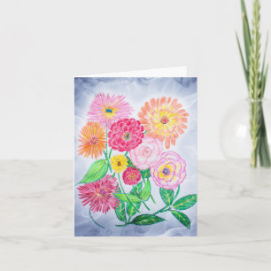 Carte artistique Jardin Fleur Zinnia