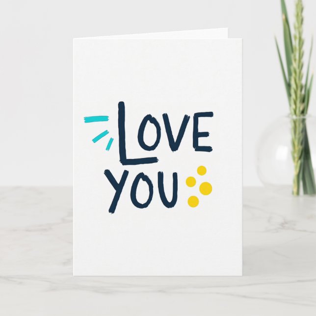 Carte artistique Navy Teal « Je t'aime » (Devant)