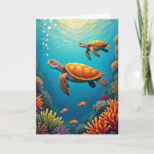 Carte artistique pour la fête des mères Tortue mar