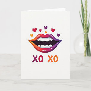 Carte artistique Xo Xo aux lèvres enflammées