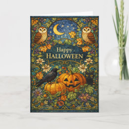 Carte Arts et artisanat d'Halloween de jardin vintage