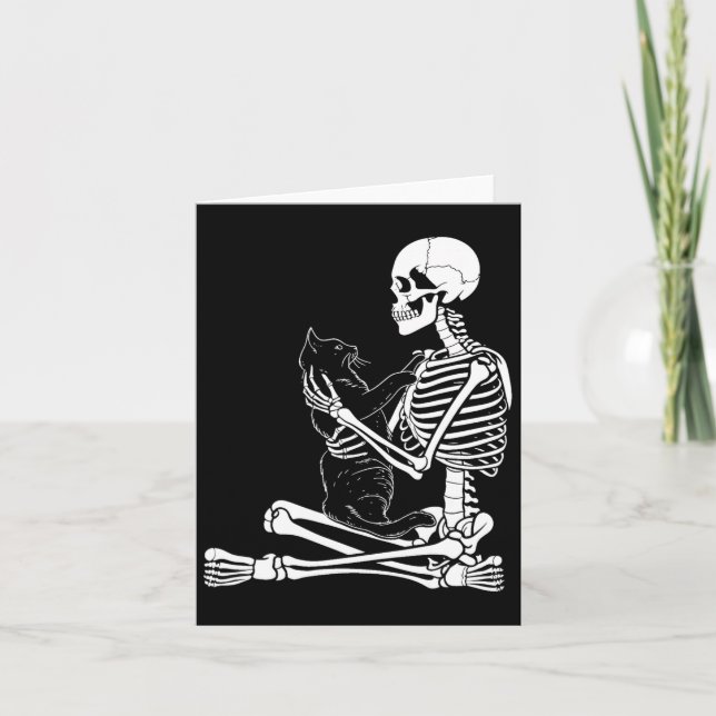 Carte Arts Kitty Skeleton Halloween Costume Crâne et Ca (Devant)